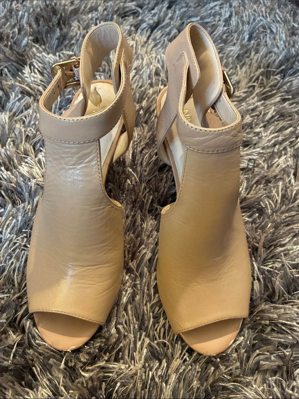 Nine West Peep Toe Nude Booties 6.5